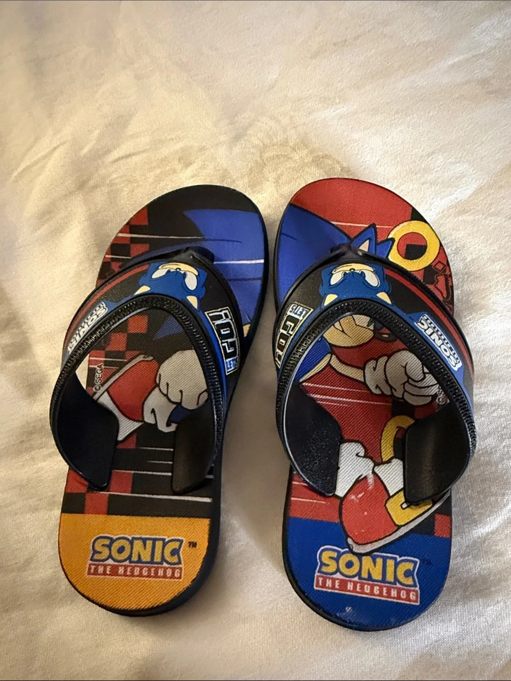 Sonic Kids Blue and Red Character Flip Flops